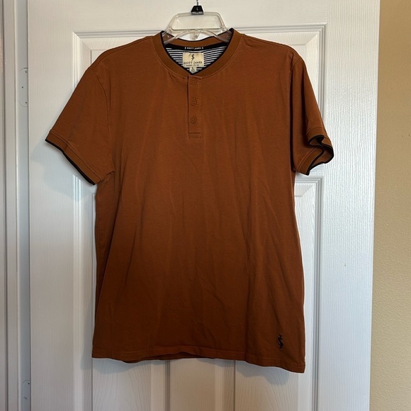 Scott James men’s brown henley t-shirt size large - Picture 1 of 9